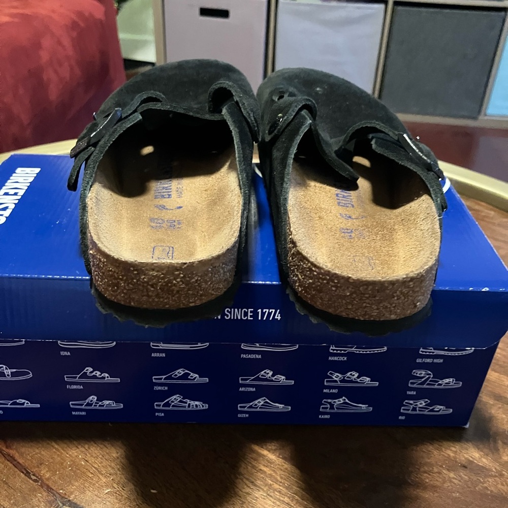 Birkenstock Boston BS Suede Leather Clog Black EU40 (US L9/M7) - Picture 5 of 8